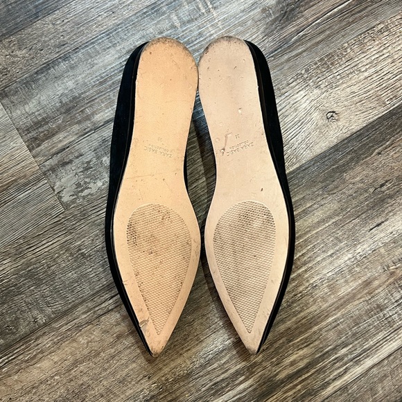 Zara Basic Flat Suede Pointed Shoes / Color: Black / Size: 38 / Item# 825-4 - Picture 3 of 6